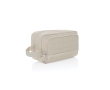 Elongated RPET toiletry bag with two pockets and handle colour beige