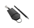 Pen and keyring gift set in synthetic leather and aluminium, blue ink colour black