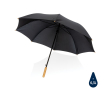 RPET pongee umbrella with bamboo handle, Ø120 cm colour black