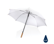 RPET pongee umbrella with bamboo handle, Ø120 cm colour white