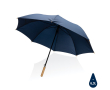 RPET pongee umbrella with bamboo handle, Ø120 cm colour navy-blue