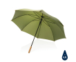 RPET pongee umbrella with bamboo handle, Ø120 cm colour dark green