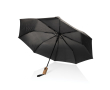 Compact automatic RPET umbrella with wooden handle, Ø97 cm colour black