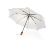Compact automatic RPET umbrella with wooden handle, Ø97 cm colour beige
