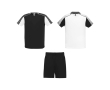 Unisex polyester sports set with 2 T-shirts, 140 g/m2, Roly  colour white/black