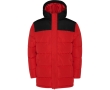 Unisex bi-colour hooded down-style polyester jacket, Roly colour red
