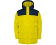 Unisex bi-colour hooded down-style polyester jacket, Roly colour yellow