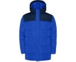 Unisex bi-colour hooded down-style polyester jacket, Roly colour royal blue