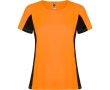 Women's bi-colour sports polyester t-shirt 140 g/m², Roly colour neon orange