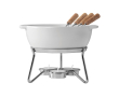 Ceramic cheese fondue set, candle heating, 750ml colour white
