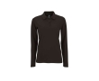 Women's long-sleeved polo shirt, cotton, 180 g/m2, SOL'S Perfect colour black