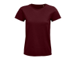 T-shirt for women with organic cotton, 175 g/m2, SOL'S Pioneer colour burgundy