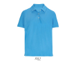 Women’s combed cotton polo, short sleeve, 3 buttons  colour cyan blue