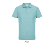 Recycled polyester sports polo, short sleeve, 3 buttons  colour light blue
