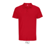 Recycled polyester sports polo, short sleeve, 3 buttons  colour red