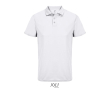 Recycled polyester sports polo, short sleeve, 3 buttons  colour white