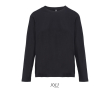 Long sleeve semi-combed cotton T-shirt, round neck  colour black