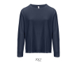 Long sleeve semi-combed cotton T-shirt, round neck  colour navy-blue