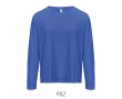 Long sleeve semi-combed cotton T-shirt, round neck  colour royal blue
