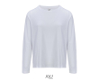 Long sleeve semi-combed cotton T-shirt, round neck  colour white