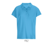 Women’s combed cotton polo, ribbed collar, 3 buttons  colour cyan blue