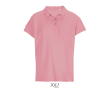 Women’s combed cotton polo, ribbed collar, 3 buttons  colour light pink