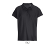 Women’s combed cotton polo, ribbed collar, 3 buttons  colour black