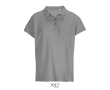 Women’s combed cotton polo, ribbed collar, 3 buttons  colour light grey