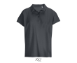 Women’s combed cotton polo, ribbed collar, 3 buttons  colour dark grey