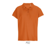 Women’s combed cotton polo, ribbed collar, 3 buttons  colour orange
