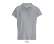 Women’s combed cotton polo, ribbed collar, 3 buttons  colour grey