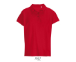 Women’s combed cotton polo, ribbed collar, 3 buttons  colour red