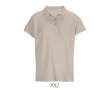 Women’s combed cotton polo, ribbed collar, 3 buttons  colour beige