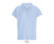 Women’s combed cotton polo, ribbed collar, 3 buttons  colour pastel blue