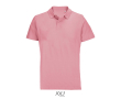 Unisex combed cotton polo, ribbed collar, 2 buttons  colour light pink