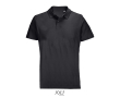 Unisex combed cotton polo, ribbed collar, 2 buttons  colour black