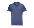 Unisex combed cotton polo, ribbed collar, 2 buttons  colour denim blue