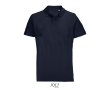 Unisex combed cotton polo, ribbed collar, 2 buttons  colour navy-blue