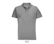 Unisex combed cotton polo, ribbed collar, 2 buttons  colour light grey