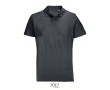 Unisex combed cotton polo, ribbed collar, 2 buttons  colour dark grey