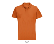 Unisex combed cotton polo, ribbed collar, 2 buttons  colour orange