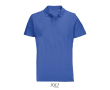 Unisex combed cotton polo, ribbed collar, 2 buttons  colour royal blue