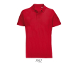 Unisex combed cotton polo, ribbed collar, 2 buttons  colour red