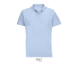Unisex combed cotton polo, ribbed collar, 2 buttons  colour pastel blue