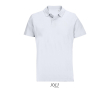 Unisex combed cotton polo, ribbed collar, 2 buttons  colour white