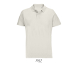 Unisex combed cotton polo, ribbed collar, 2 buttons  colour off white