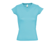 Women's 100% cotton V-neck T-shirt, 150 g/m2, SOL'S Moon colour pastel blue