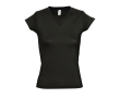 Women's 100% cotton V-neck t-shirt, 150 g/m2, SOL'S Moon colour black