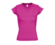 Women's 100% cotton V-neck T-shirt, 150 g/m2, SOL'S Moon colour fuchsia