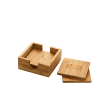 Set of 4 bamboo coasters with storage box colour natural